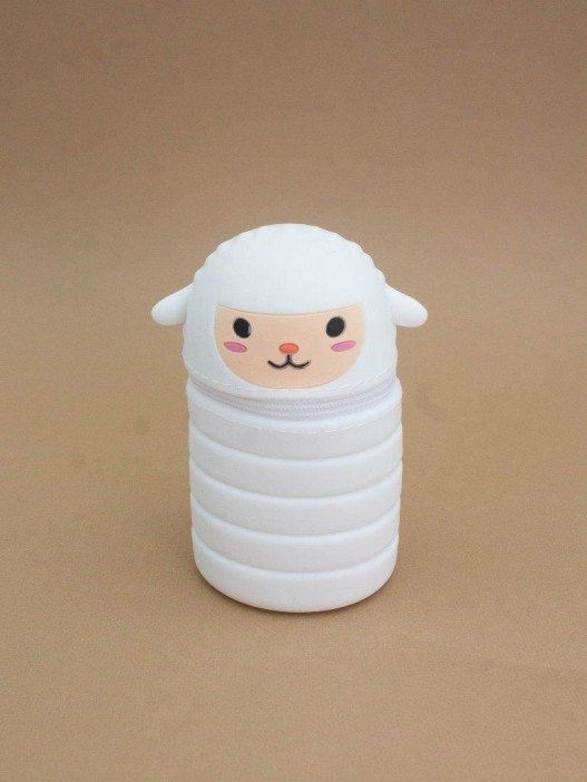 Пенал растущий силиконовый &quot;Лама&quot;  22*12*9 см белый 