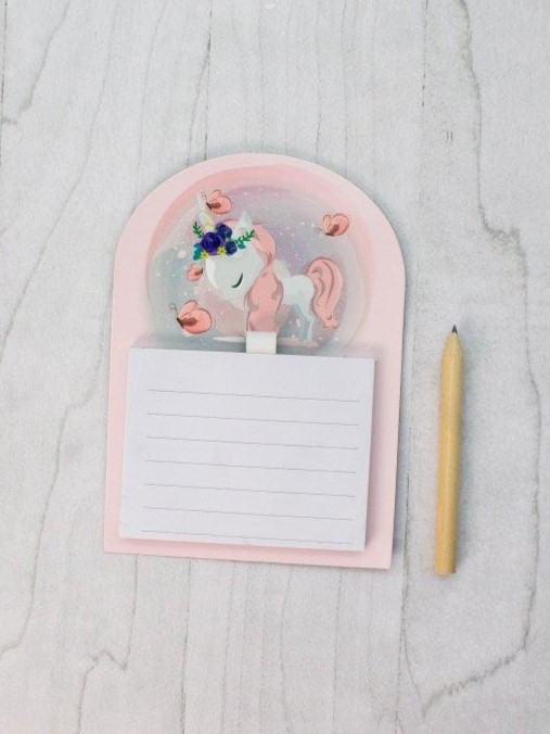 Магнитный блок для записей с карандашом «Unicorn», pink, 10х14 см 