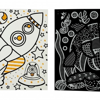 Объёмная гравюра Набор 12 &quot;Дельфин + ракета&quot; 