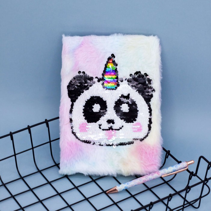 Блокнот плюшевый «Panda-unicorn», white 