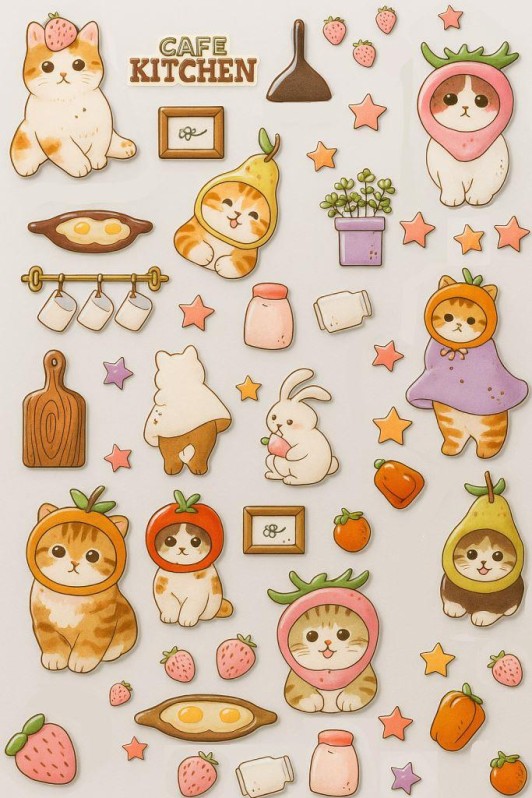 Наклейки "Котики на кухне"