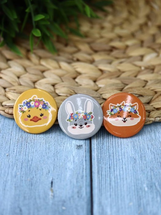 Набор значков 3 шт. iLikeGift &quot;Flower animal&quot; 