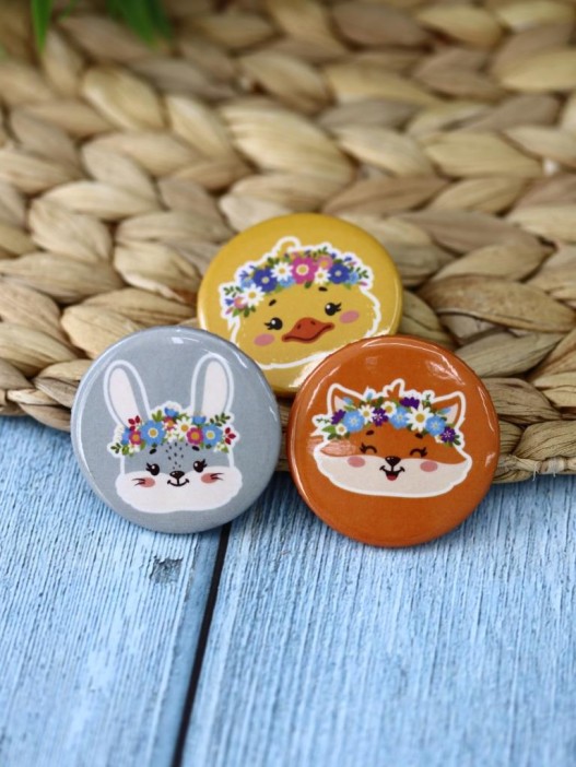 Набор значков 3 шт. iLikeGift &quot;Flower animal&quot; 