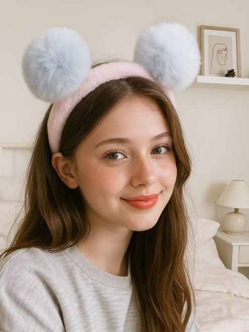 Плюшевый ободок GIRLY "Pompom ears", purple 