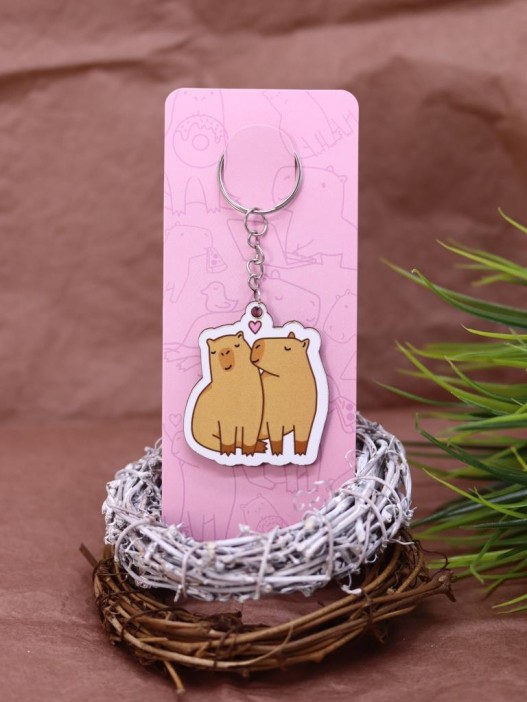 Брелок ECO из дерева «Capybara love» 