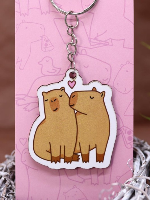 Брелок ECO из дерева «Capybara love» 