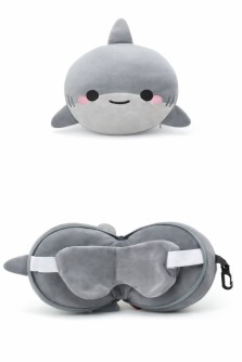 Мягкая игрушка-подушка с маской для сна "Shark", grey (15*15*10см)
