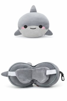 Мягкая игрушка-подушка с маской для сна "Shark", grey (15*15*10см)