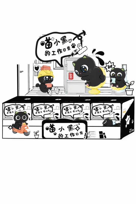 Магнит в сюрприз-упаковке «Miao's daily work», mix (6.1*6*6.1 см). шоубокс 8 шт. 