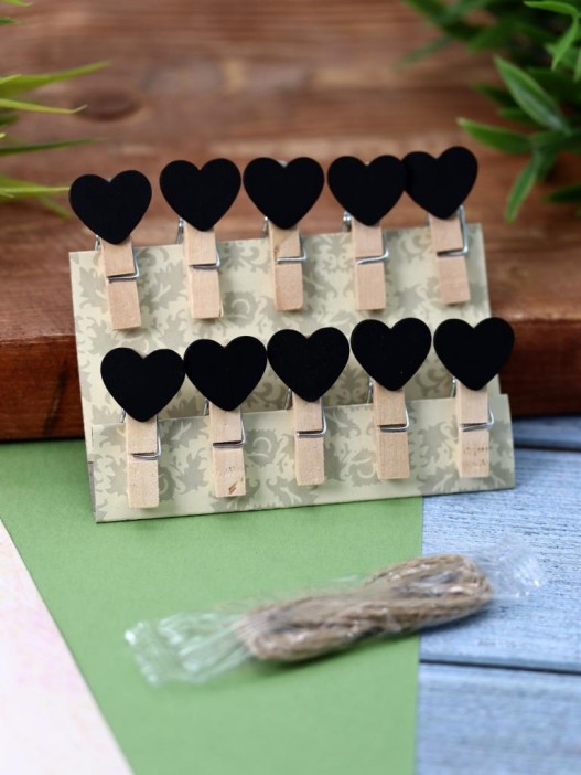 Прищепки ПО ПЛАНУ. &quot;Hearts&quot;, black 