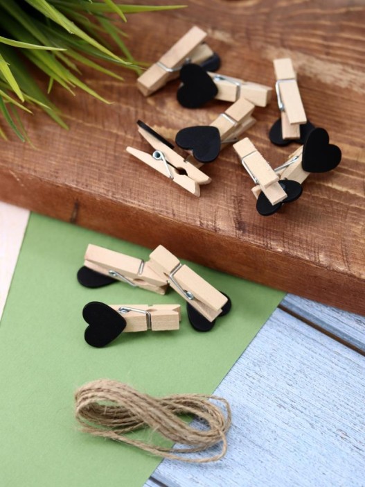 Прищепки ПО ПЛАНУ. &quot;Hearts&quot;, black 