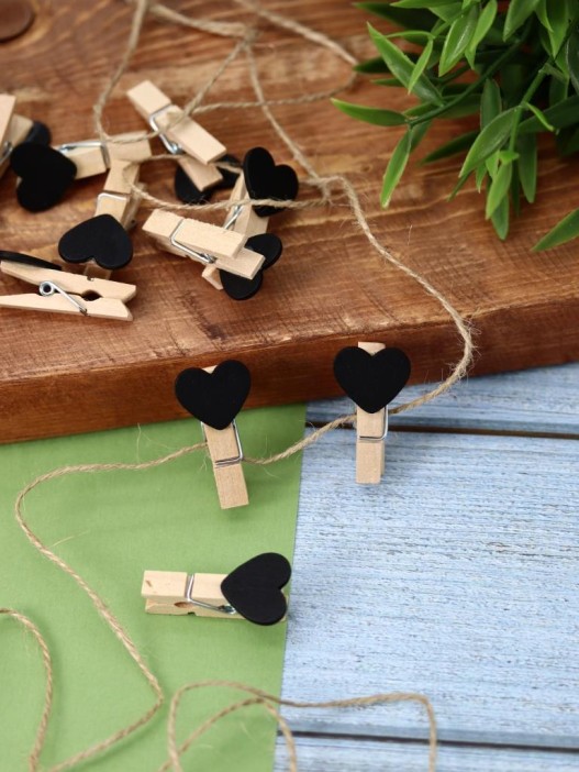Прищепки ПО ПЛАНУ. &quot;Hearts&quot;, black 