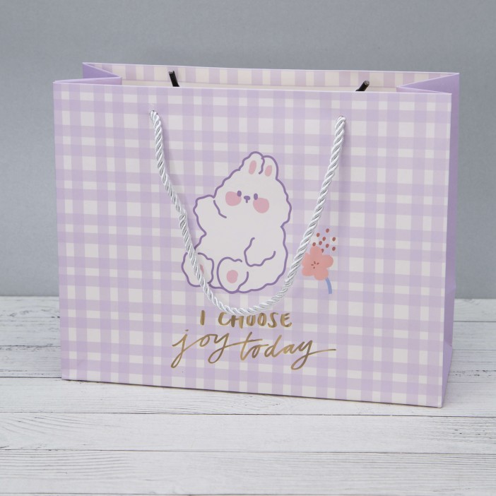 Пакет подарочный (S) "Hare sits cell ", purple (24.5*20*9.5) 