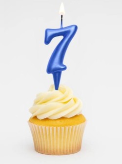 Свеча для торта "Овал" цифра 7 (синий), 8х4х1,2 см