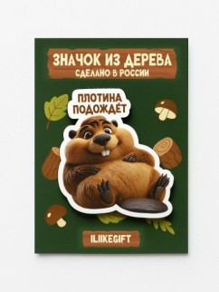 Значок ECO из дерева iLikeGift &quot;Плотина подождёт&quot;