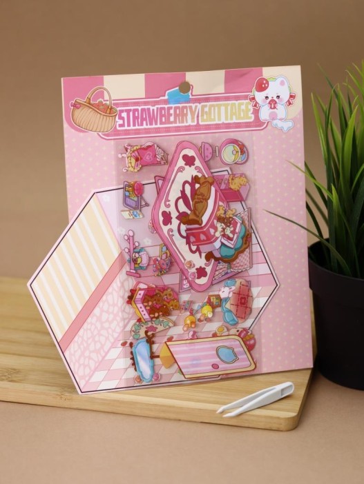 Наклейки+пинцет для творчества румбокс &quot;Розовая спальня&quot;, розовые (16*20 см) 