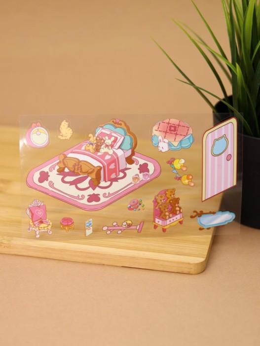 Наклейки+пинцет для творчества румбокс &quot;Розовая спальня&quot;, розовые (16*20 см) 