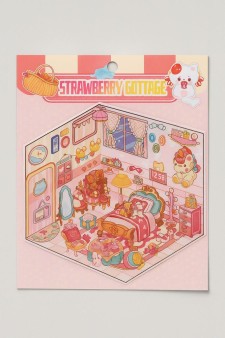 Наклейки+пинцет для творчества румбокс "Розовая спальня", розовые (16*20 см)