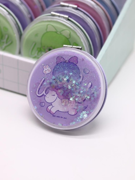 Зеркало шейкер раскладное &quot;little girl&quot;, фиолетовое, 7*7 см 