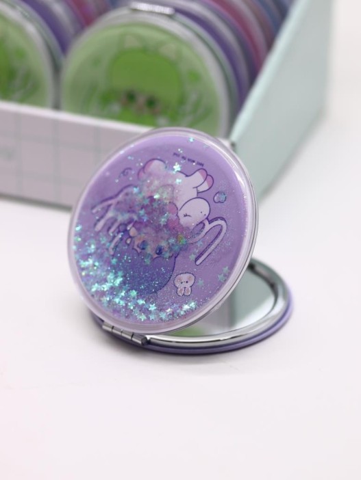 Зеркало шейкер раскладное &quot;little girl&quot;, фиолетовое, 7*7 см 