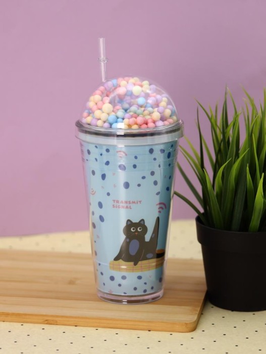 Тамблер iLikeGift &quot;Yoga cat&quot;, blue (450 мл) 