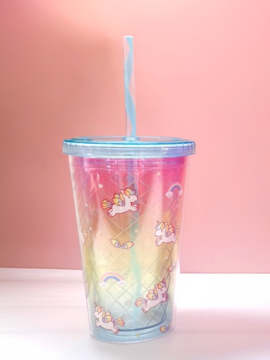 Тамблер "Rainbow many unicorn", blue 