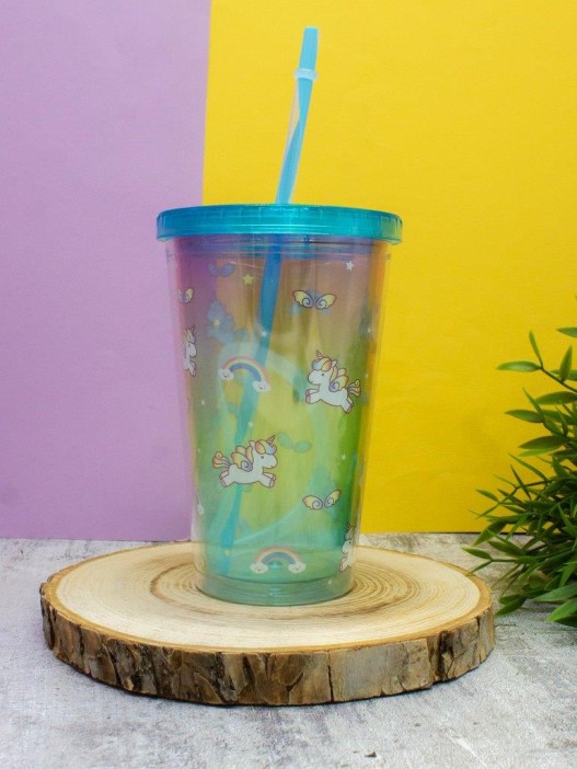 Тамблер "Rainbow many unicorn", blue 