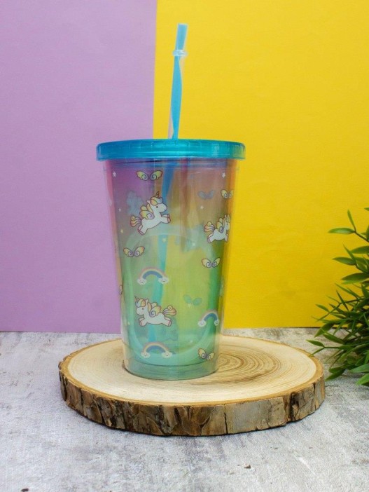 Тамблер "Rainbow many unicorn", blue 