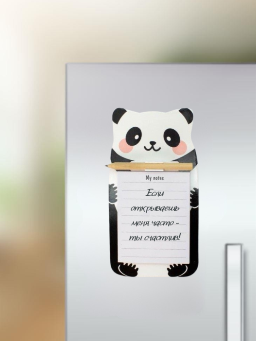 Магнитный блок для записей с карандашом «Panda», white, 9х17 см 