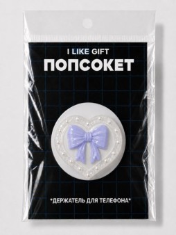 Попсокет iLikeGift "Сердце с бантом ", синий, 5,5 см