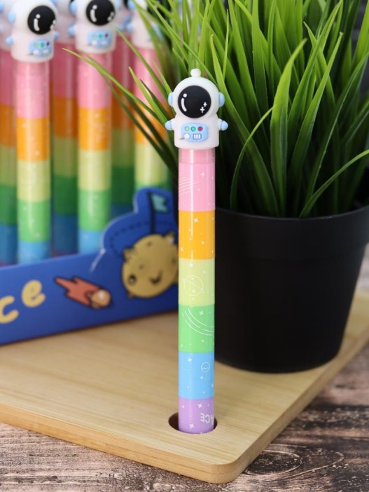 Разноцветные мелки &quot;Happy astronaut&quot;, 6 в 1, rainbow, шоу-бокс 24 шт. 