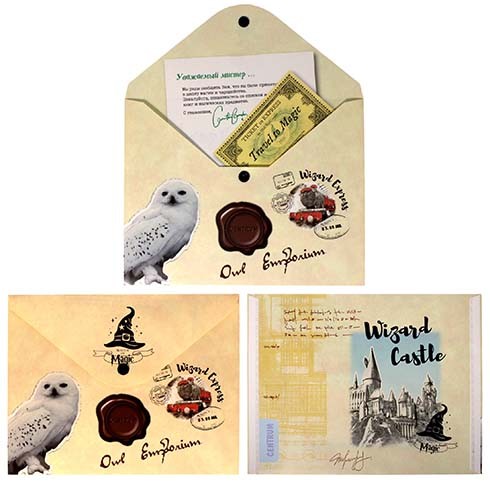 Папка-конверт на кнопке А5 &quot;Школа магии&quot;, пластик, 180 мкм, двусторонняя печать 