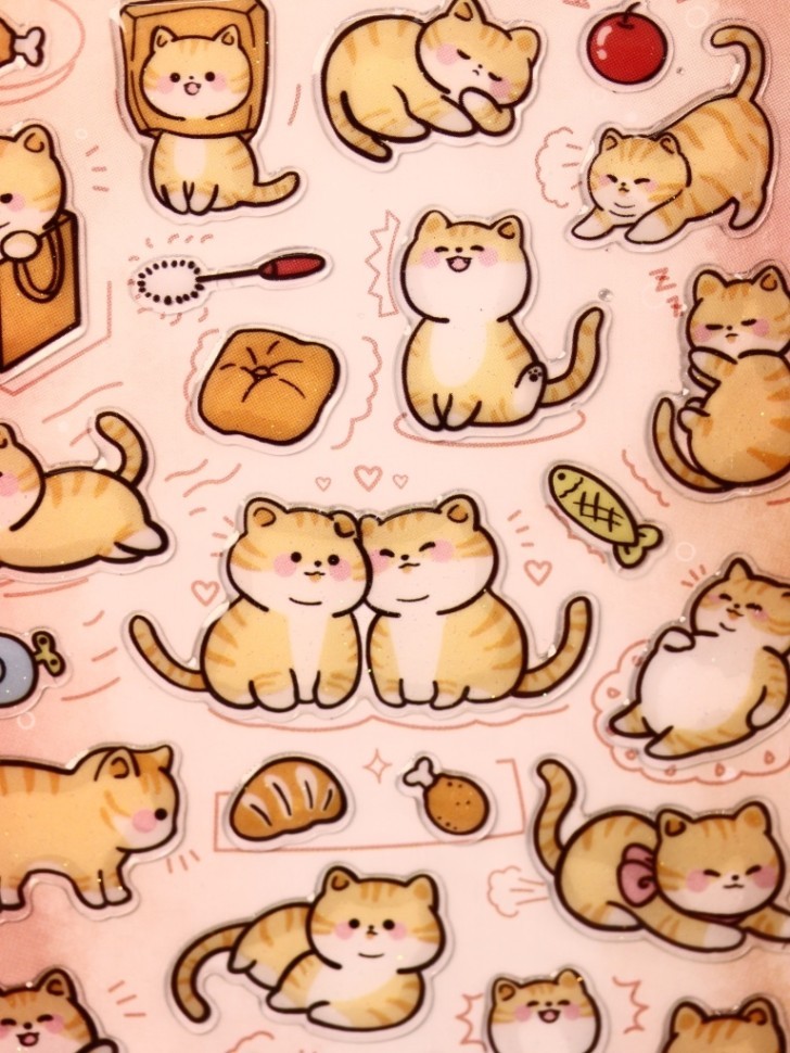 Наклейки "Милые котики", розовые