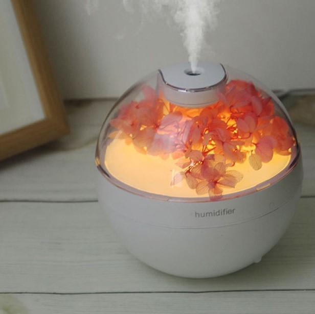 Настольный увлажнитель воздуха - ночник iLikeGift "Цветок", персиковый, (портативный, USB)