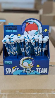 Карандаш "Cute astronauts" c ластиком, mix, шоу-бокс 36 шт.