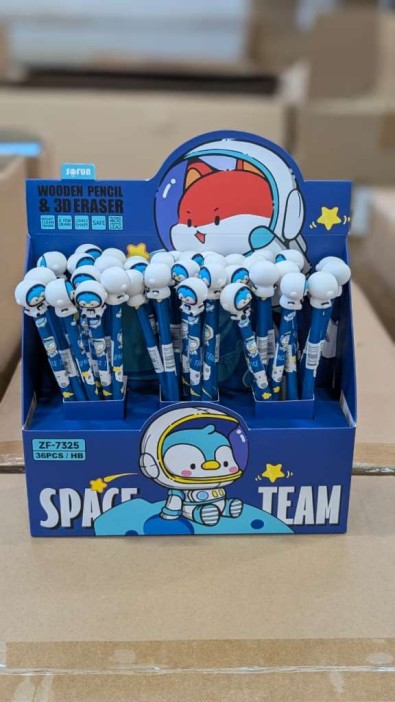 Карандаш &quot;Cute astronauts&quot; c ластиком, mix, шоу-бокс 36 шт. 