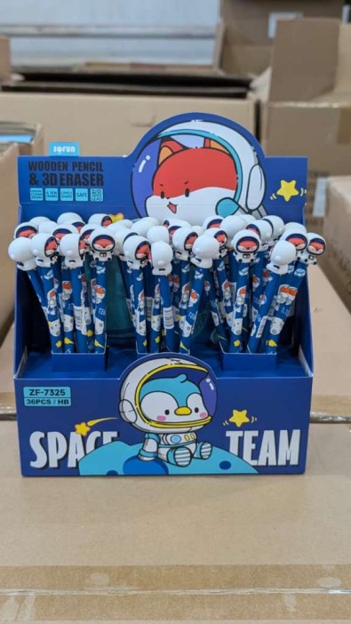 Карандаш &quot;Cute astronauts&quot; c ластиком, mix, шоу-бокс 36 шт. 