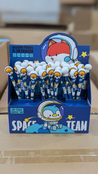 Карандаш &quot;Cute astronauts&quot; c ластиком, mix, шоу-бокс 36 шт. 