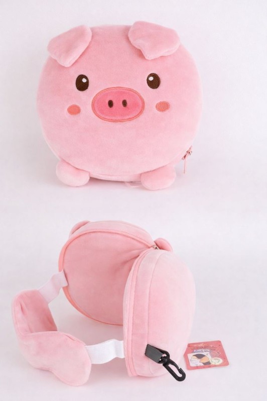 Мягкая игрушка-подушка с маской для сна "Pig", pink (15*15*10см) 