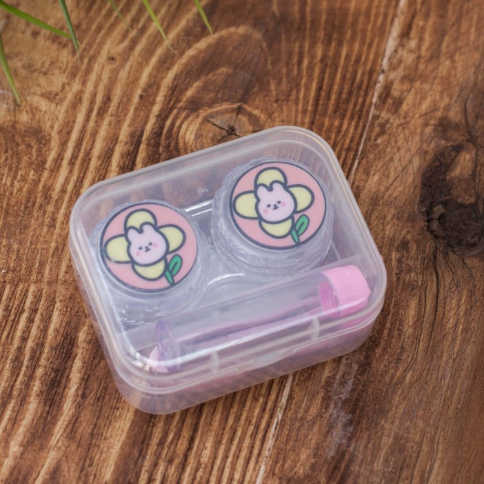 Контейнер для линз "Flower hare", pink 