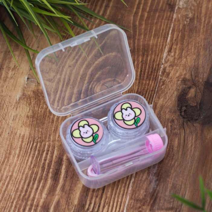 Контейнер для линз "Flower hare", pink 