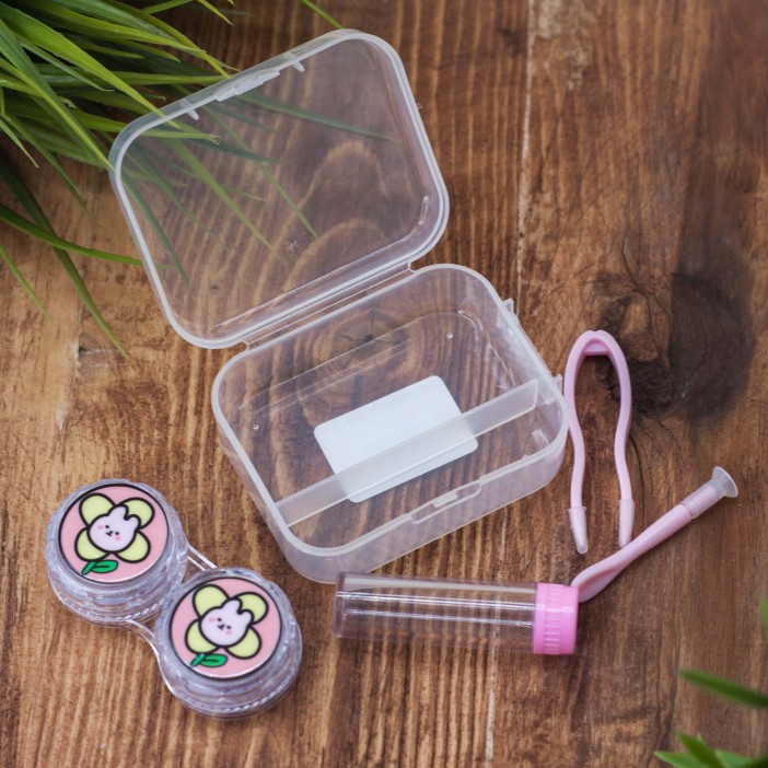 Контейнер для линз "Flower hare", pink 