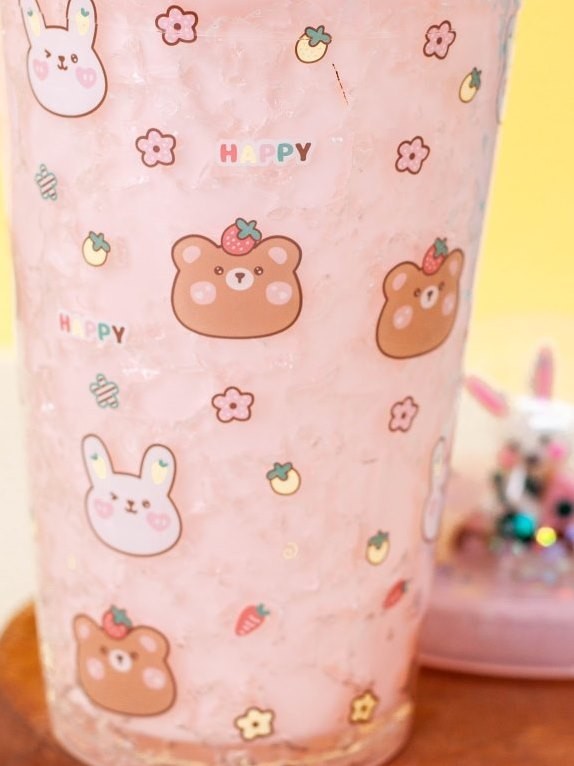 Тамблер iLikeGift "Счастливый кролик", розовый (450 мл)