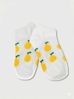 Носки женские "Лимоны", белые, р. 35-40