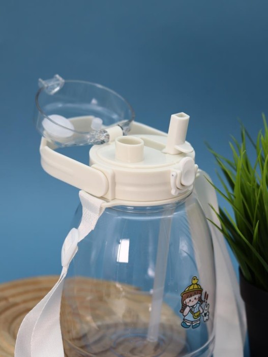 Бутылка+стикеры для декора с ремешком &quot;BaDumTss!&quot; белая, 1300 мл 