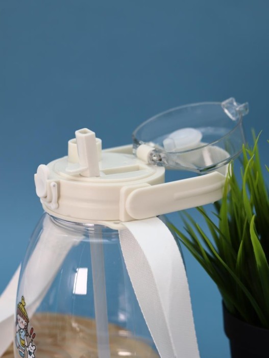 Бутылка+стикеры для декора с ремешком &quot;BaDumTss!&quot; белая, 1300 мл 