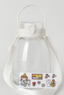 Бутылка+стикеры для декора с ремешком "BaDumTss!" белая, 1300 мл