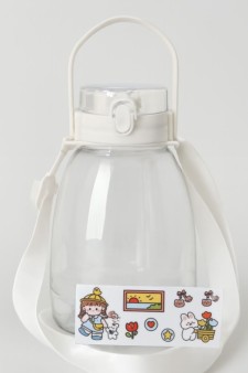 Бутылка+стикеры для декора с ремешком "BaDumTss!" белая, 1300 мл