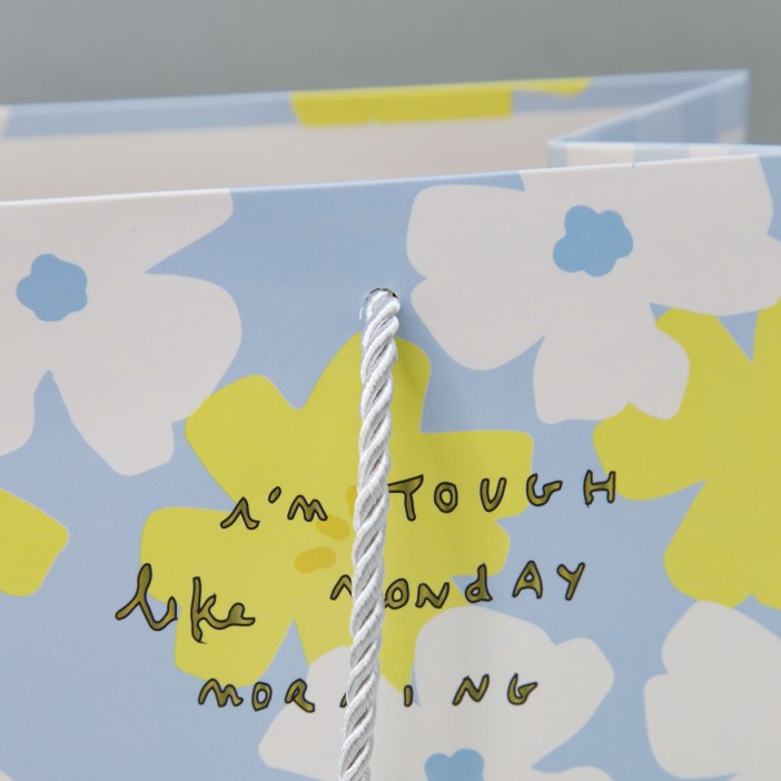 Пакет подарочный (S) "Hare lies flowers", blue (24.5*20*9.5) 