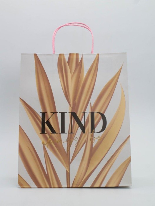 Пакет подарочный «Leaves&amp;flowers», white-yellow (26*32*12) 